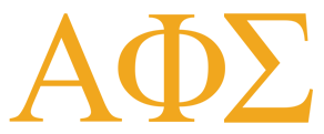 Alpha Phi Sigma banner with gold Greek letters