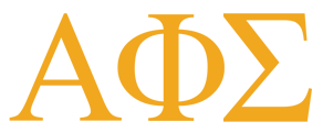 Alpha Phi Sigma banner with gold Greek letters